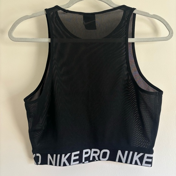 Nike Pro Women's Cropped Sheer Black Mesh Tank Top.  Perfect for Summer.  Medium - Picture 8 of 16